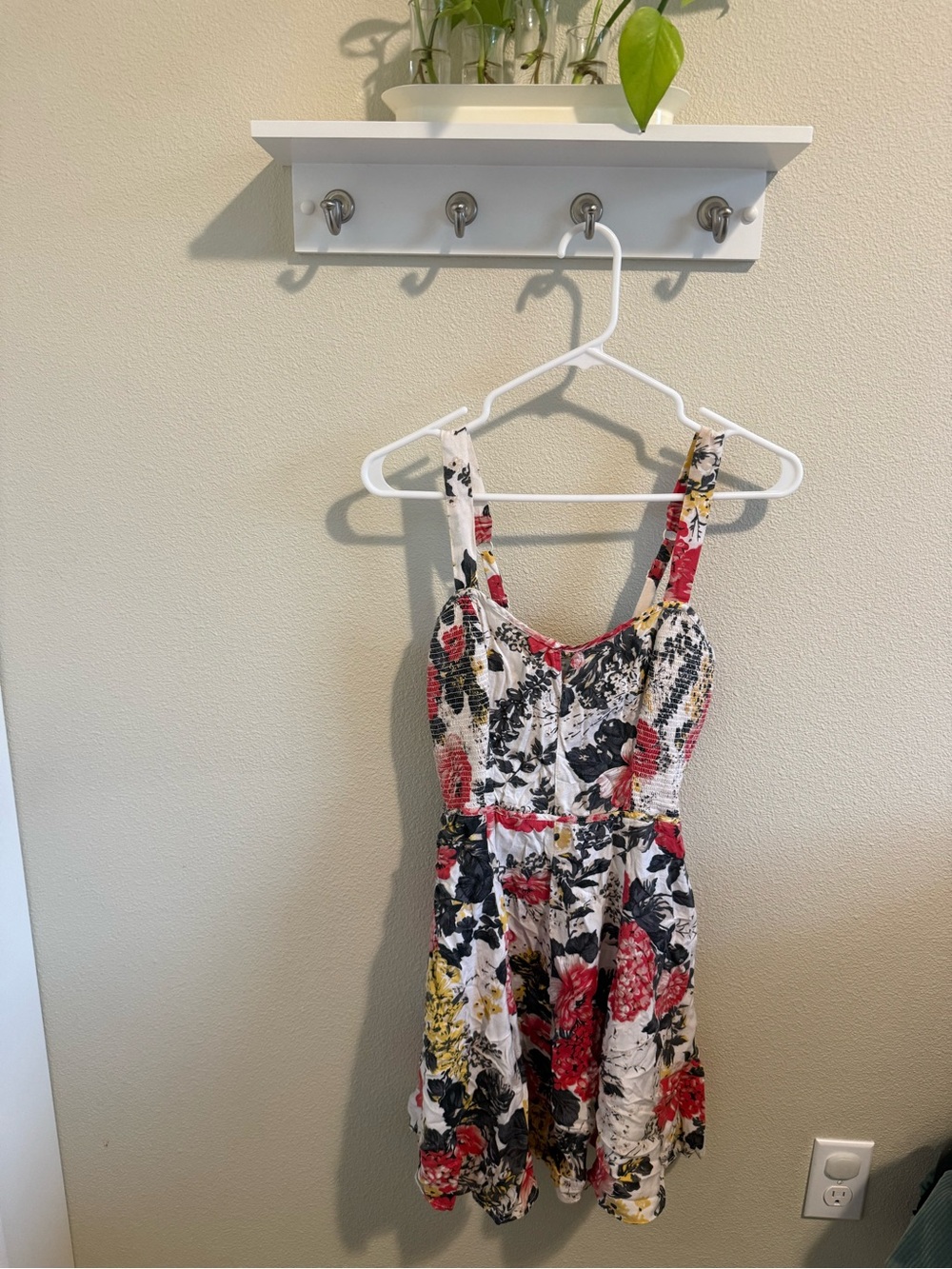 Kimchi Blue White Mini Dress with Red & Yellow Floral Print